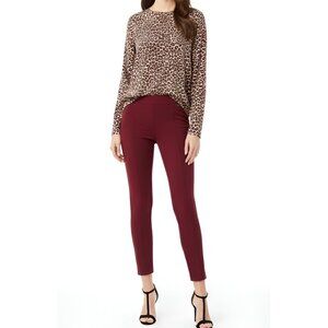 Michael Kors Seamed Front Ponte Knit Leggings Size M Merlot NWT